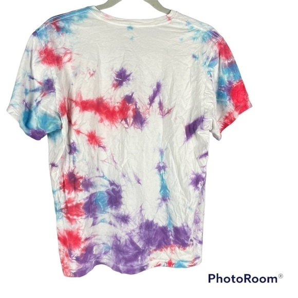 Calvin Klein White Tshirt with Tie Dye Design Wrinkle Fabric Woman’s Size Medium - Picture 2 of 6